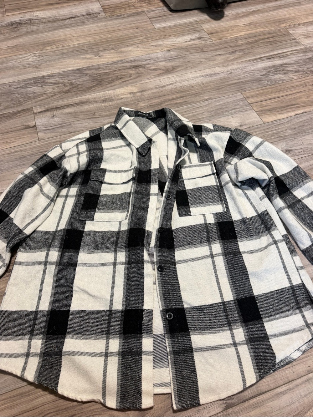 Amazon Women's Black and White Plaid Teddy Jacket